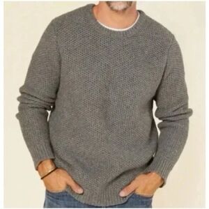 Outerknown Men's Eastbank Wool Blend Crewneck Sweater, Heather Charcoal, Size M